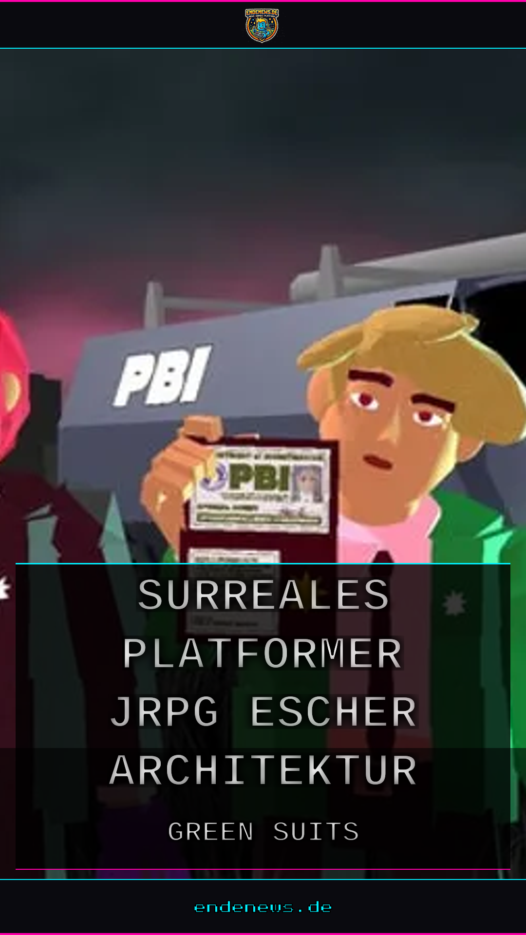Green Suits: Surreales Platformer-JRPG mit Escher-Architektur und Paranormal-Ermittlern