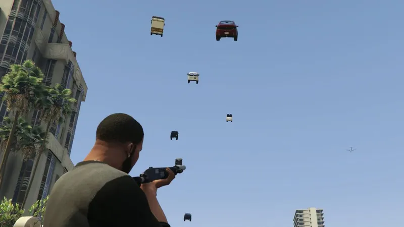 Heute in GTA-5-Mods: Franklin wird zur fahrenden Autokanone