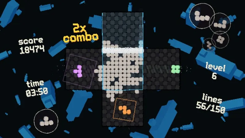 ROTETRA: Tetris, bei dem Blöcke aus vier Richtungen fallen